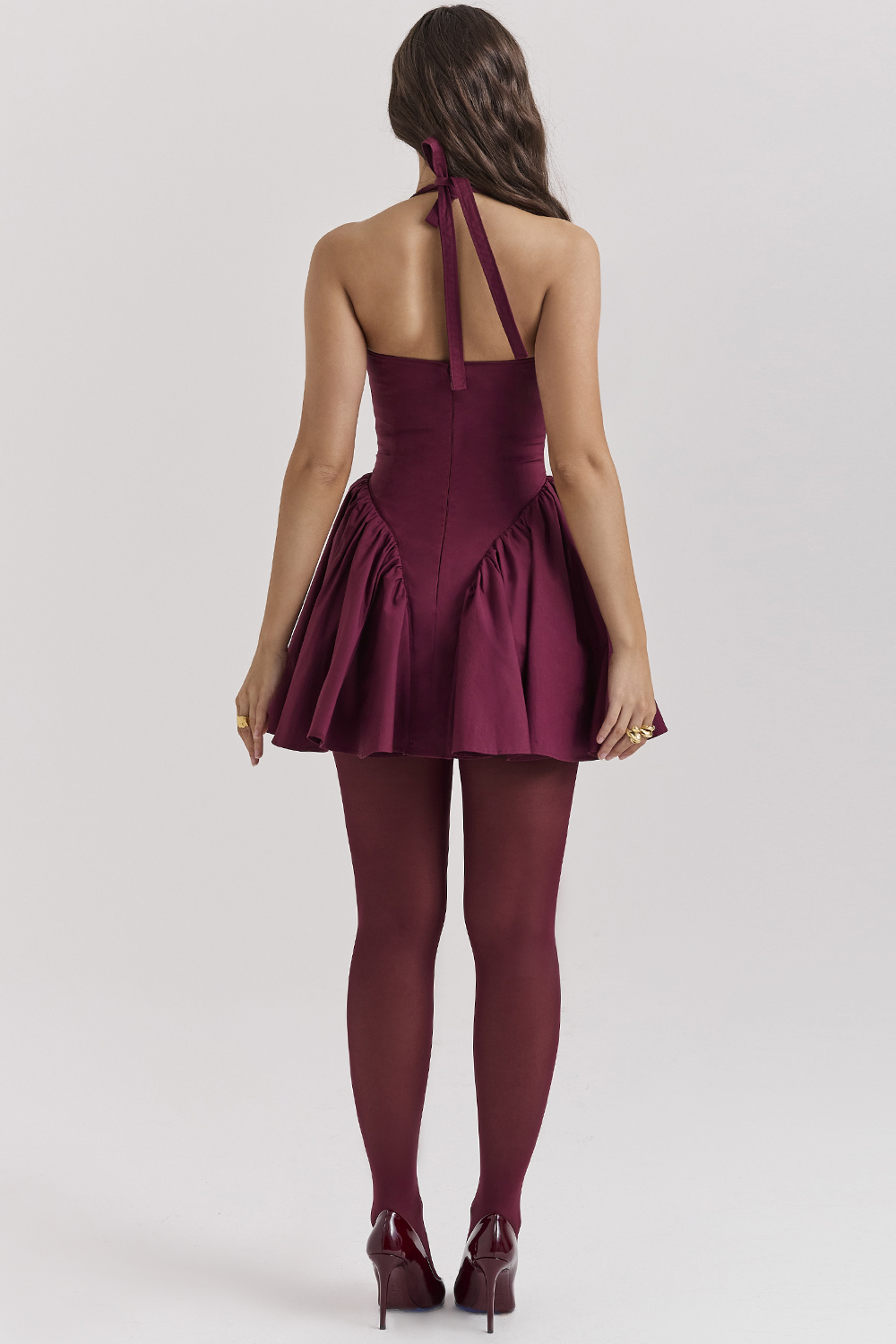 Valentia Wine Halter Mini Dress - luluinthesky