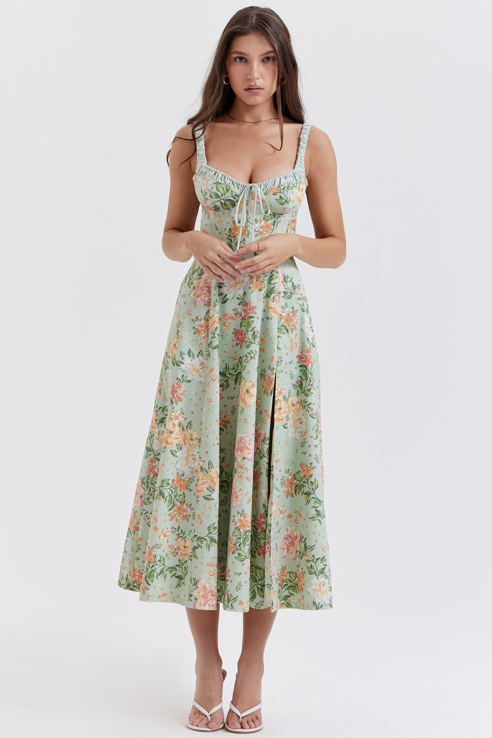 Sabrina Light Jade Print Bustier Sundress - luluinthesky