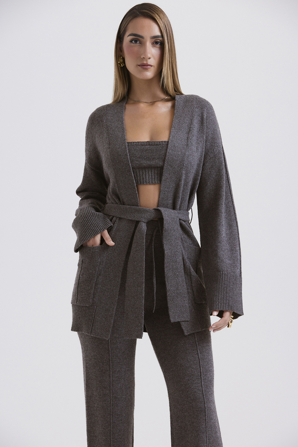 Alaia Charcoal Cashmere Blend Belted Cardigan - SALE - luluinthesky