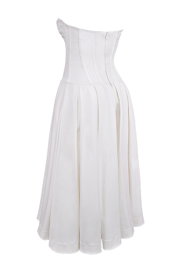 Lady White Strapless Midi Dress - luluinthesky