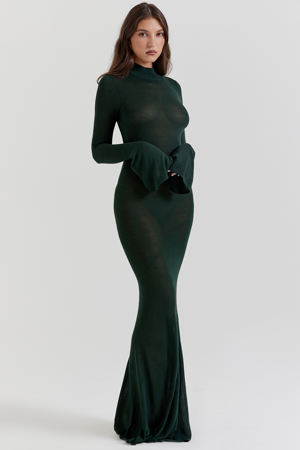 Sancha Forest Green Knit Maxi Dress - luluinthesky