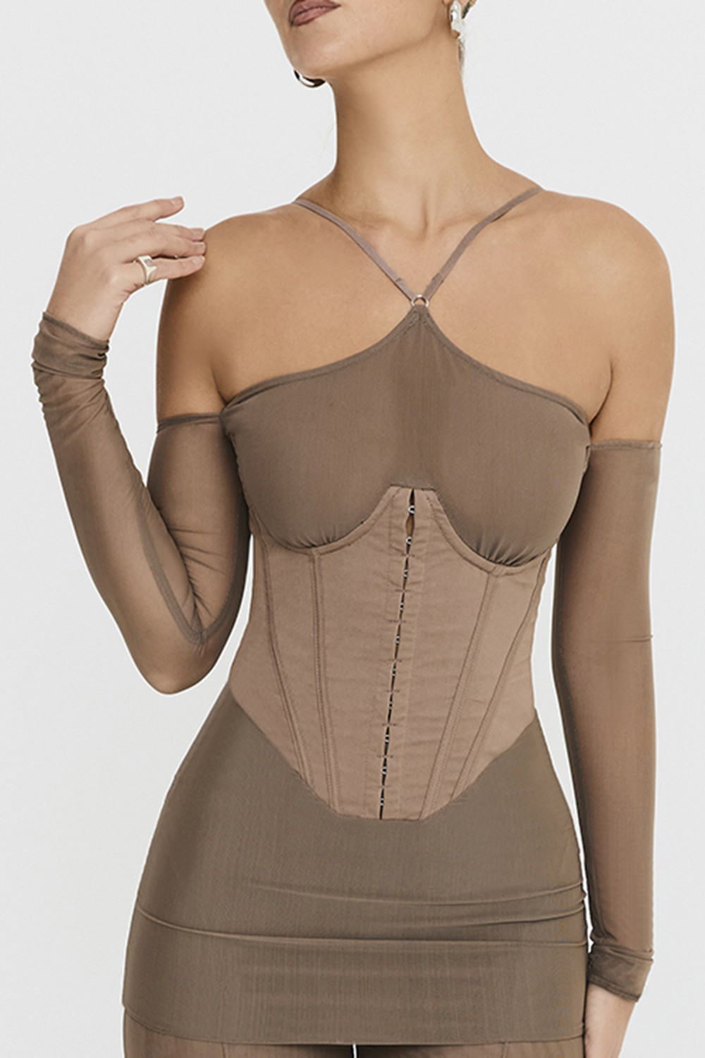Mistress Rocks Dusty Brown Corset Mini Dress - SALE - luluinthesky