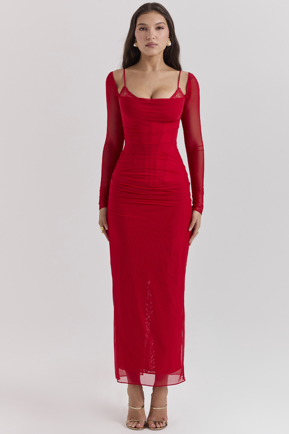 Katarina Scarlet Long Sleeve Maxi Dress - luluinthesky
