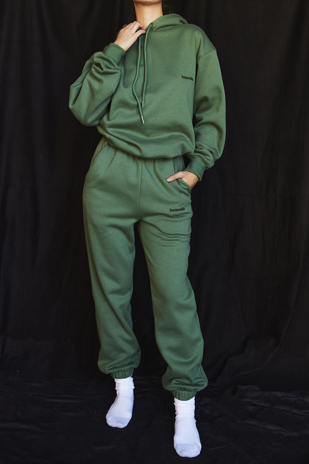 Sky Moss Fleece Back Jogging Trousers - luluinthesky