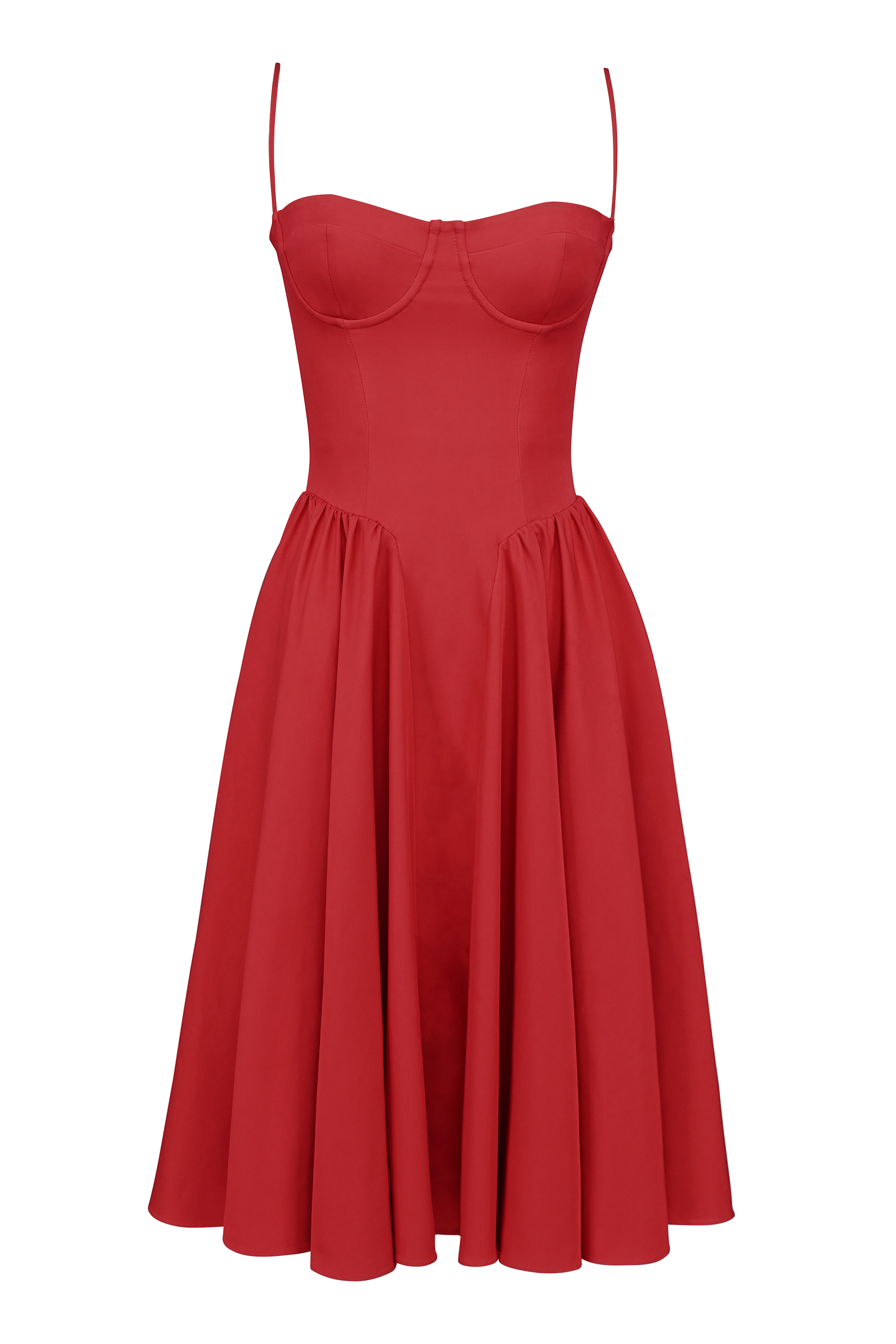Samaria Red Gathered Midi Dress - luluinthesky