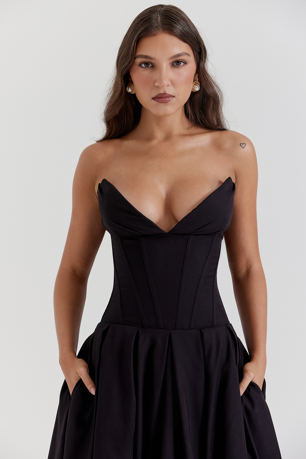 Lady Black Strapless Midi Dress - luluinthesky
