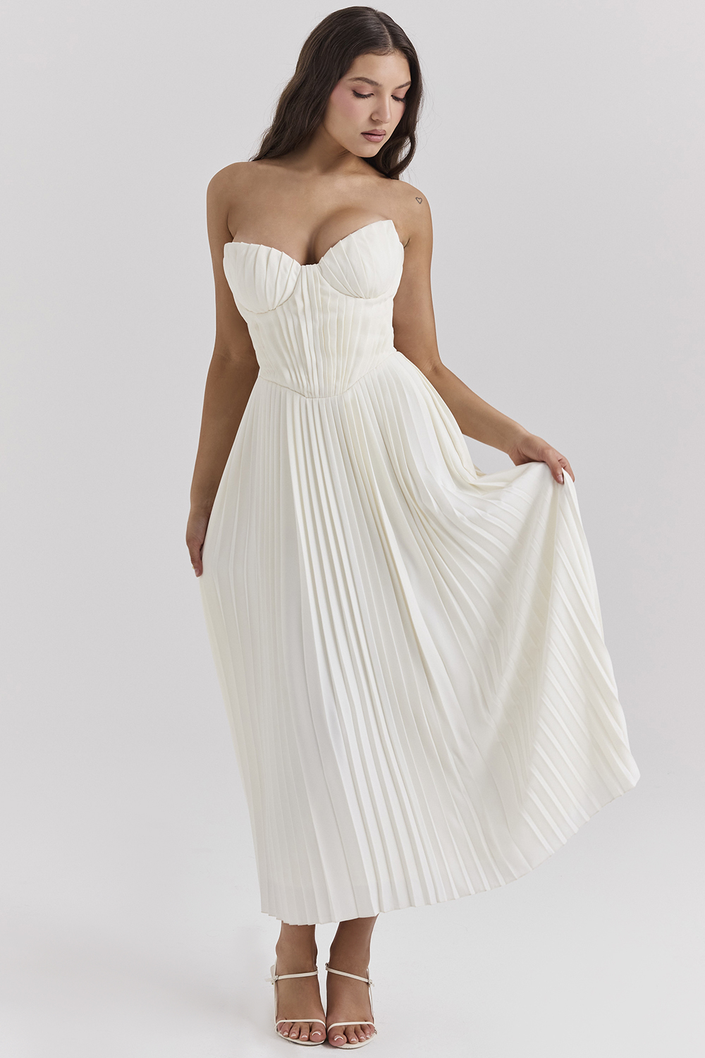 Amorata Ivory Pleated Maxi Dress - luluinthesky