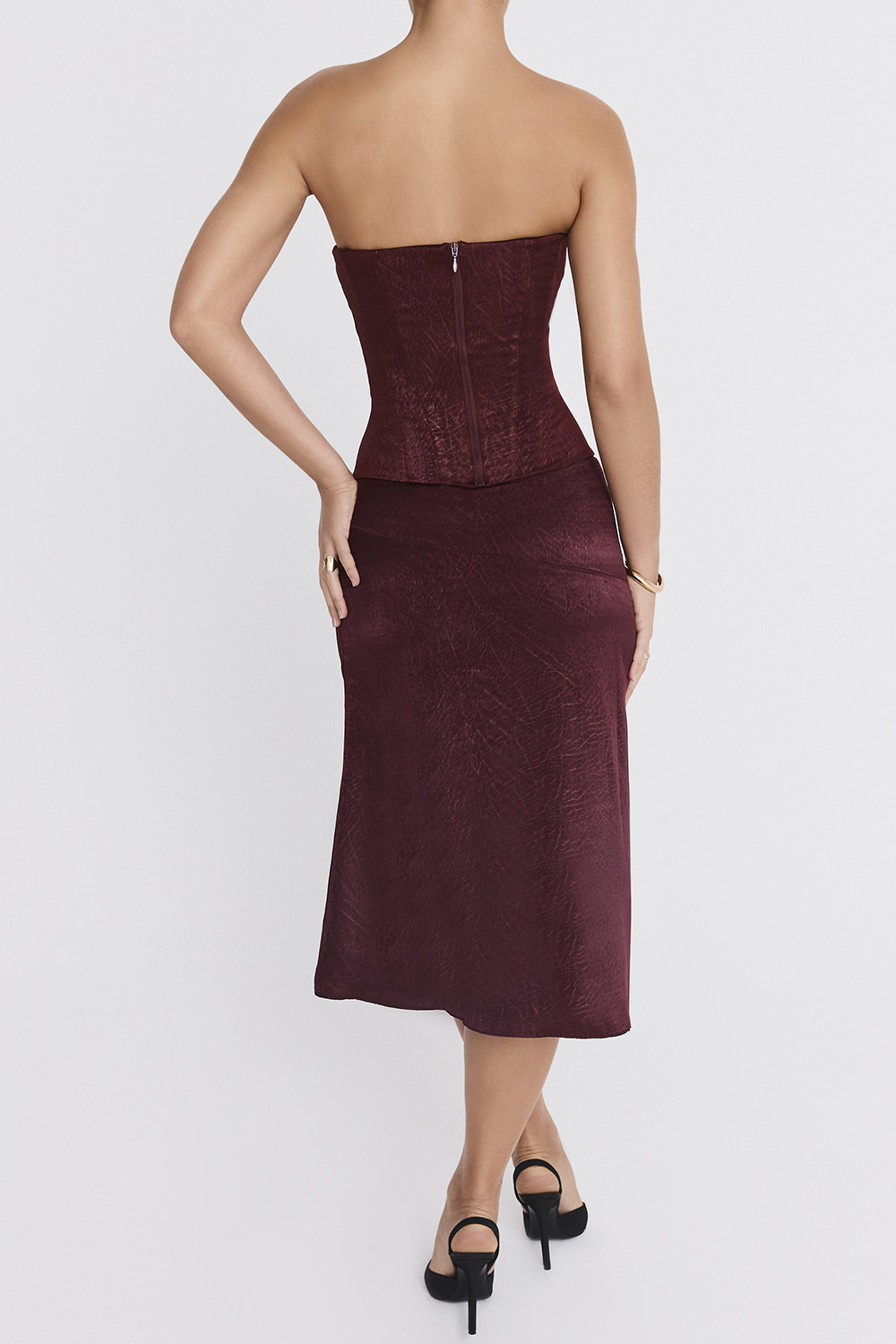 Mistress Rocks Dark Cherry High Split Midi Skirt - SALE - luluinthesky