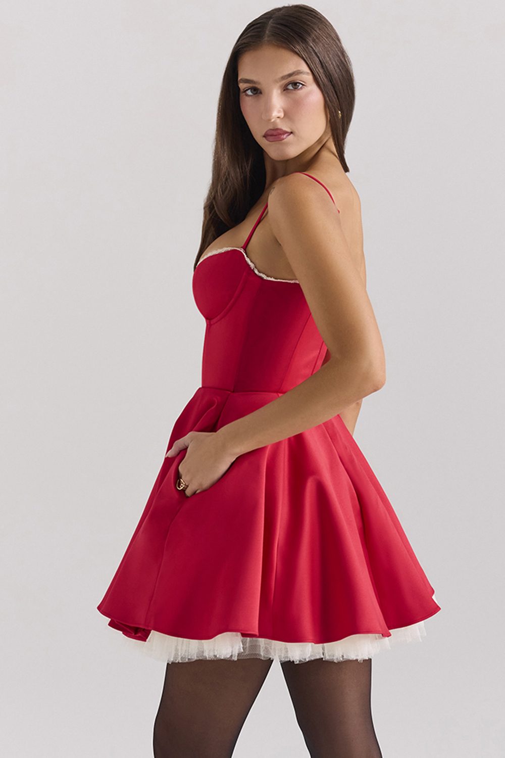 Minimoiselle Holly Red Satin Tulle Mini Dress - luluinthesky