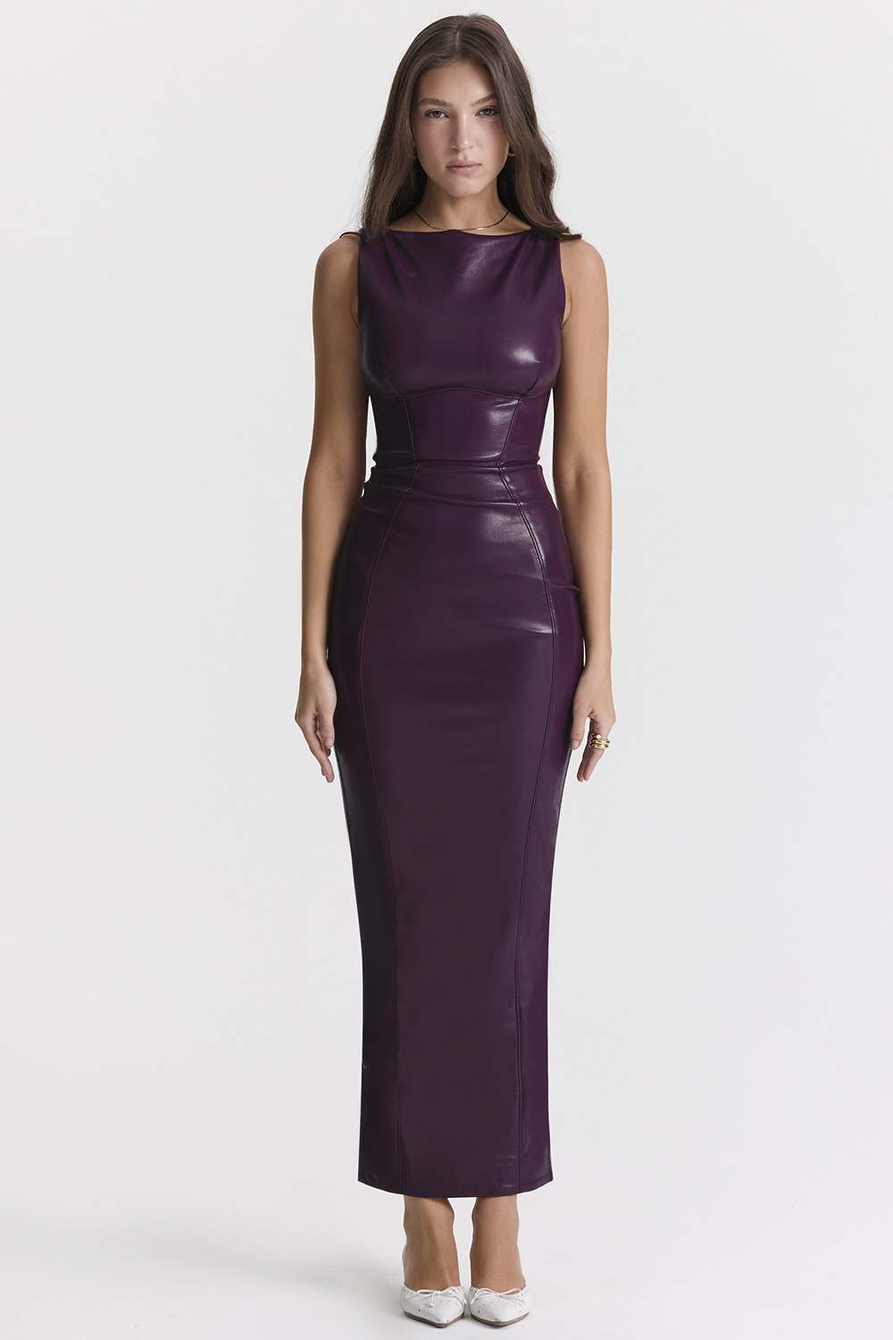 Sahara Merlot Vegan Leather Maxi Dress - luluinthesky