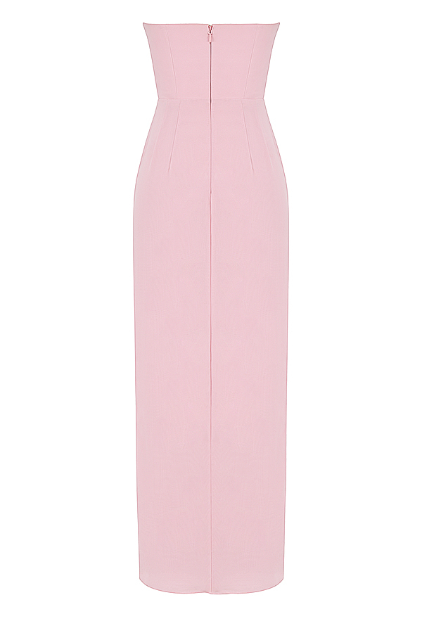 Adrienne Pink Quartz Georgette Strapless Gown - luluinthesky