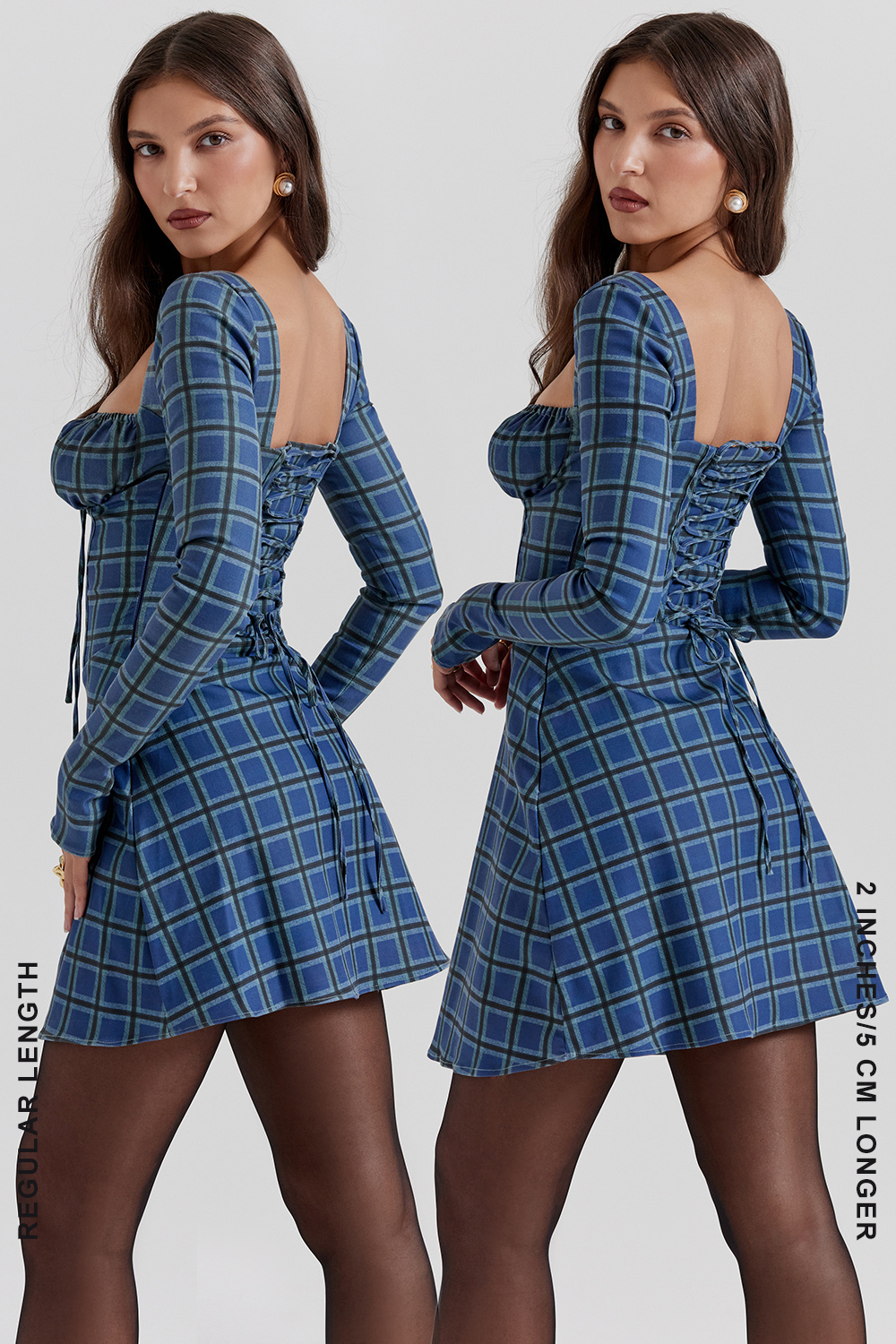 Malika Blue Tartan Corset Mini Dress - luluinthesky