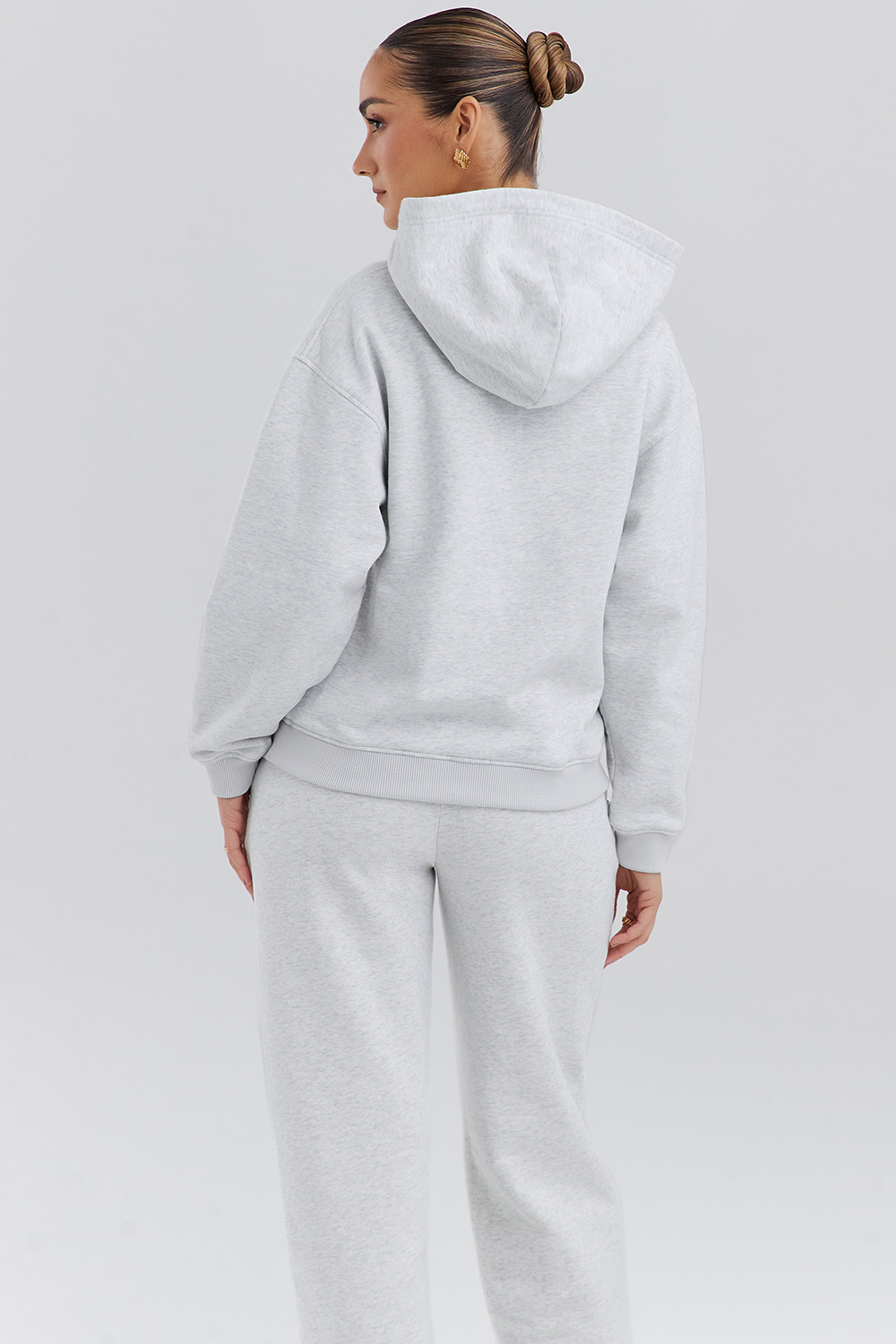 Muse Light Grey Marl Cotton Fleece-Back Hoodie - luluinthesky