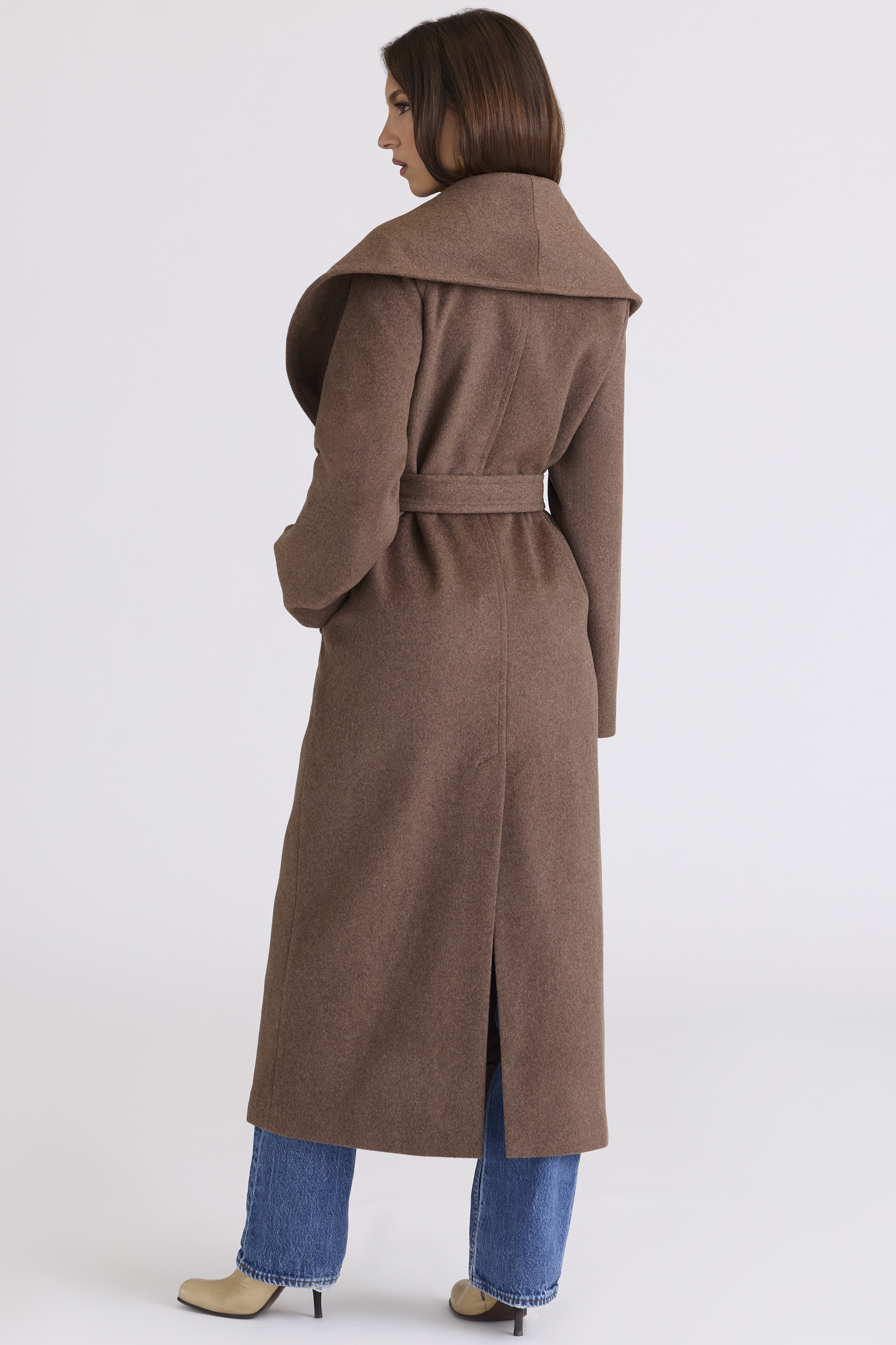Cocoon Brown Wool Shawl Collar Coat - luluinthesky