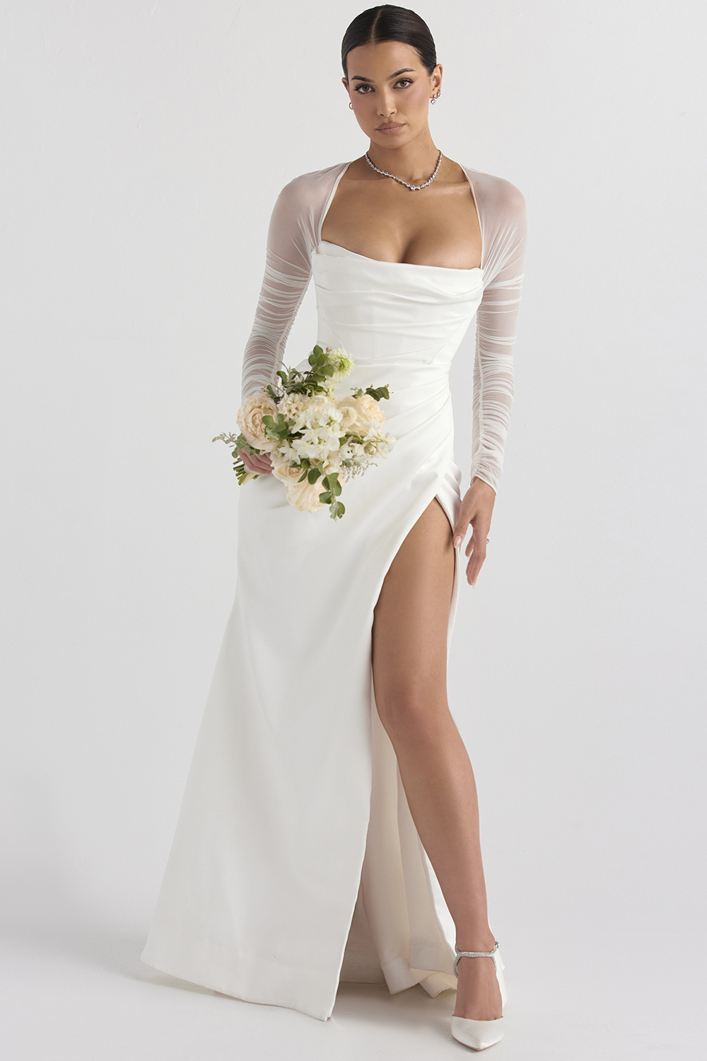 Elise White Satin Bridal Gown - luluinthesky
