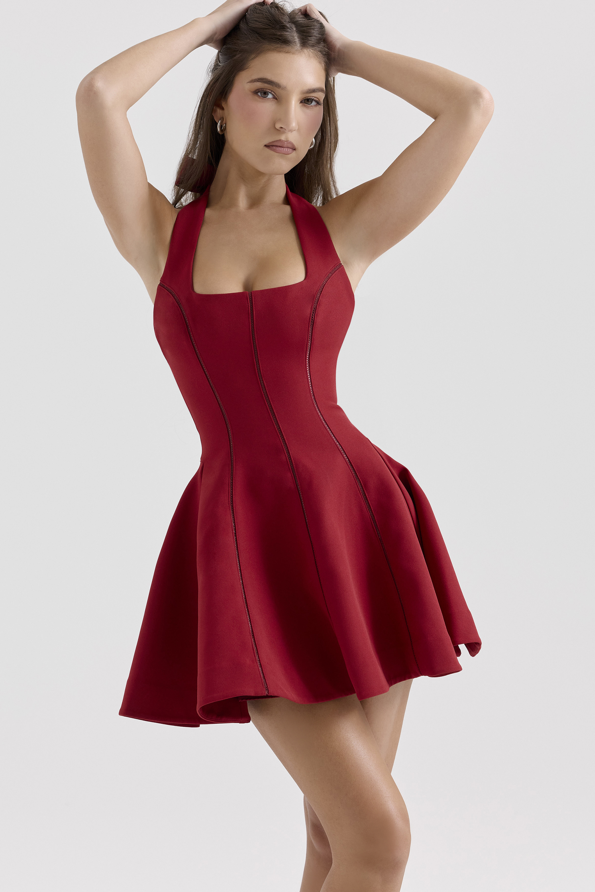 Loulette Red Halter Neck Bow Mini Dress - luluinthesky