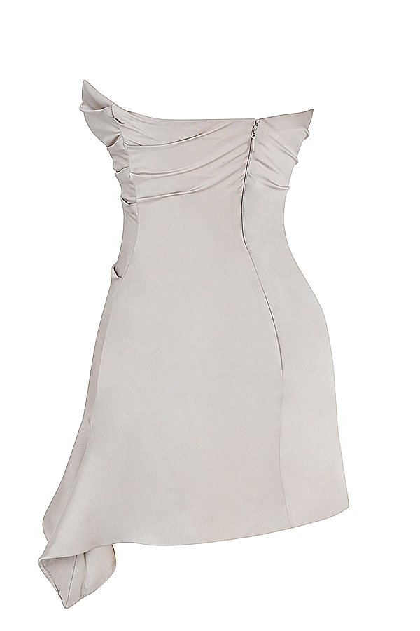 Jasmine Oyster Draped Strapless Corset Dress - luluinthesky