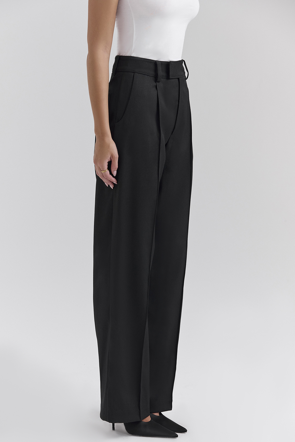 Hayden Black Wide Leg High Waist Tailored Trousers - luluinthesky