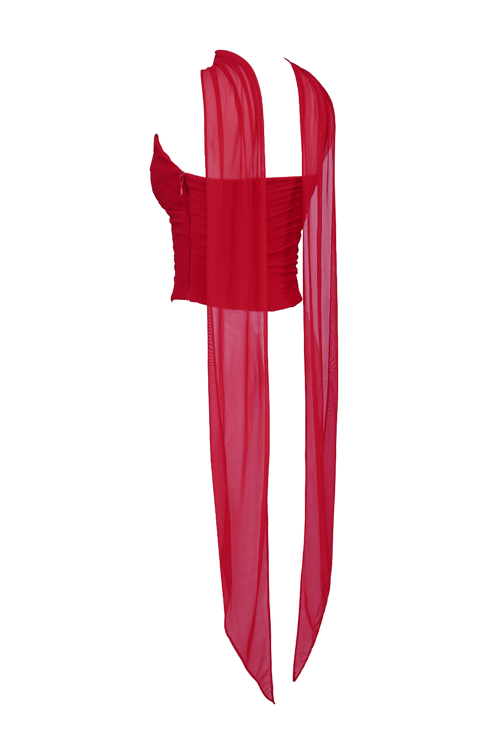 Hallie Holly Red Strapless Corset Top with Detachable Neck Scarf - luluinthesky