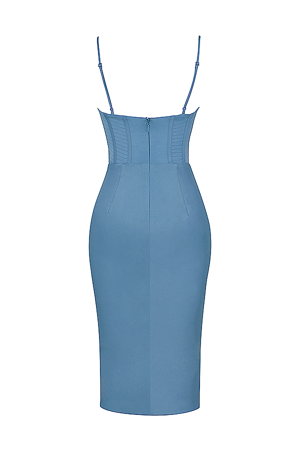 Myrna Aegean Blue Corset Midi Dress - luluinthesky