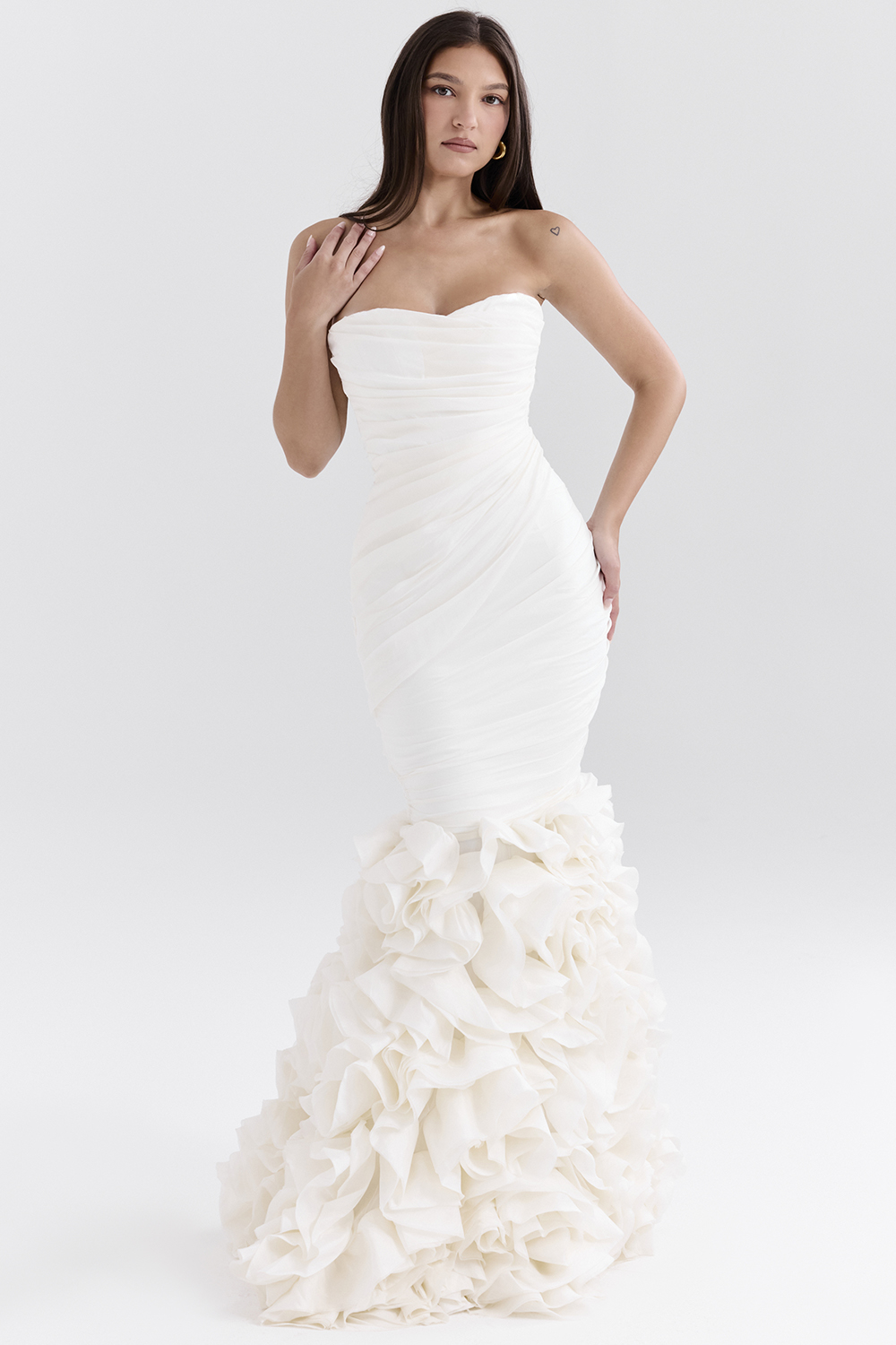 Gabrielle Ivory Strapless Ruffle Bridal Gown - luluinthesky