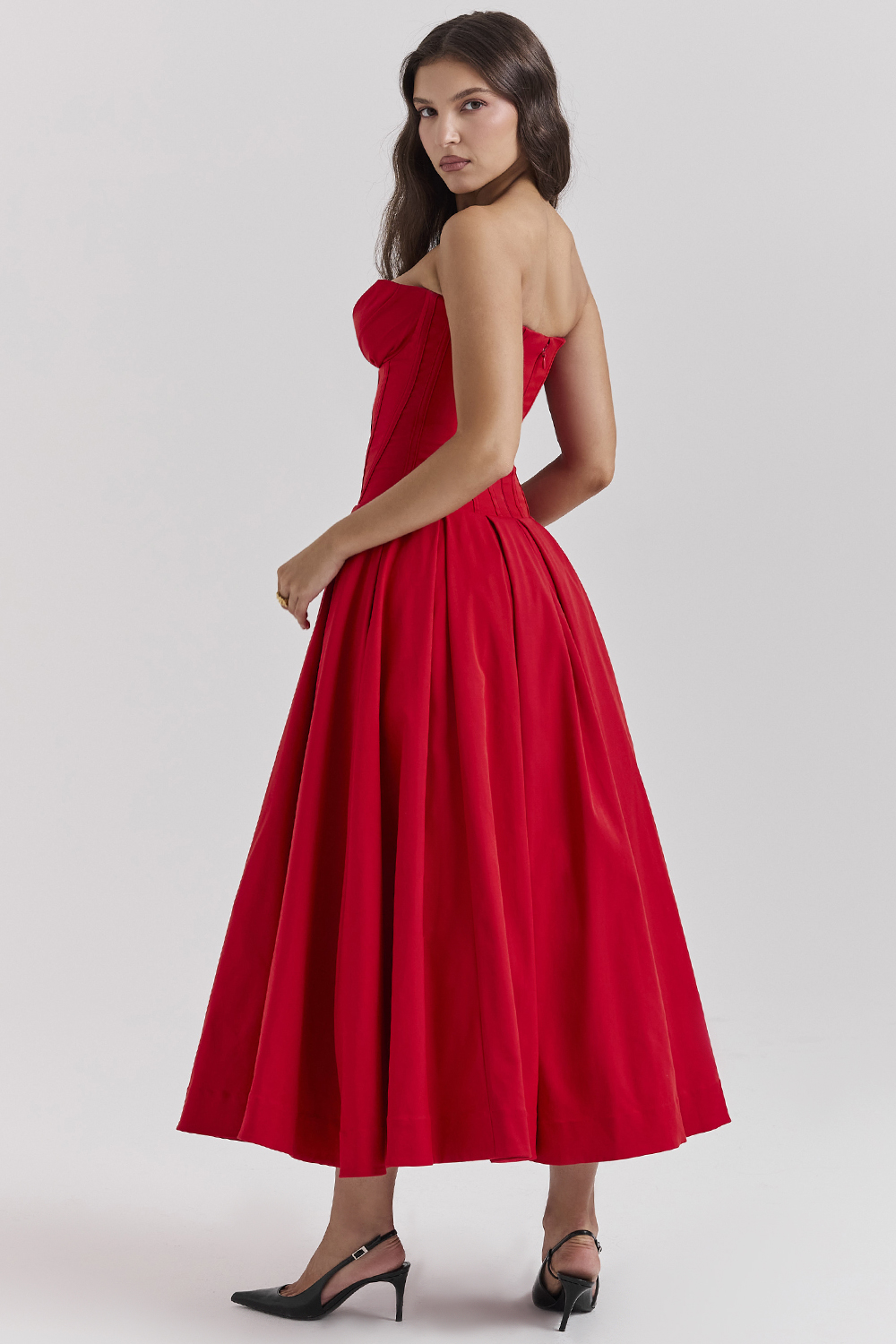Lady Scarlet Strapless Midi Dress - luluinthesky