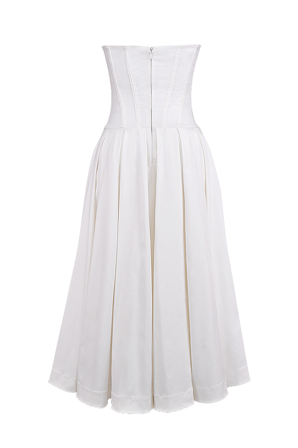 Lady White Strapless Midi Dress - luluinthesky