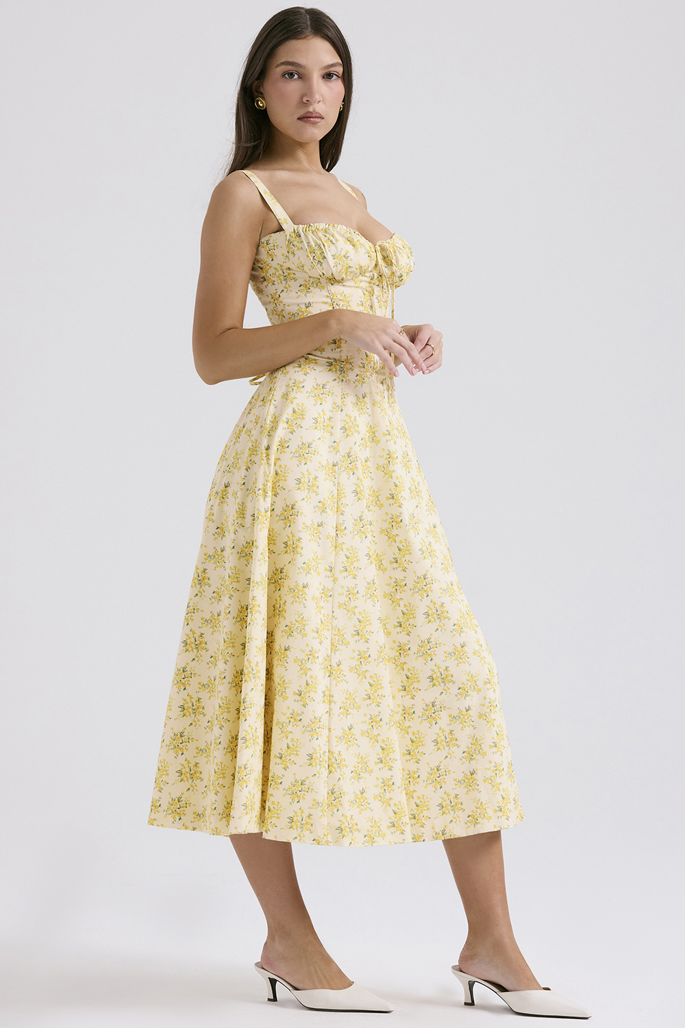 Carmen Buttercup Vintage Floral Print Cotton Bustier Sundress - luluinthesky