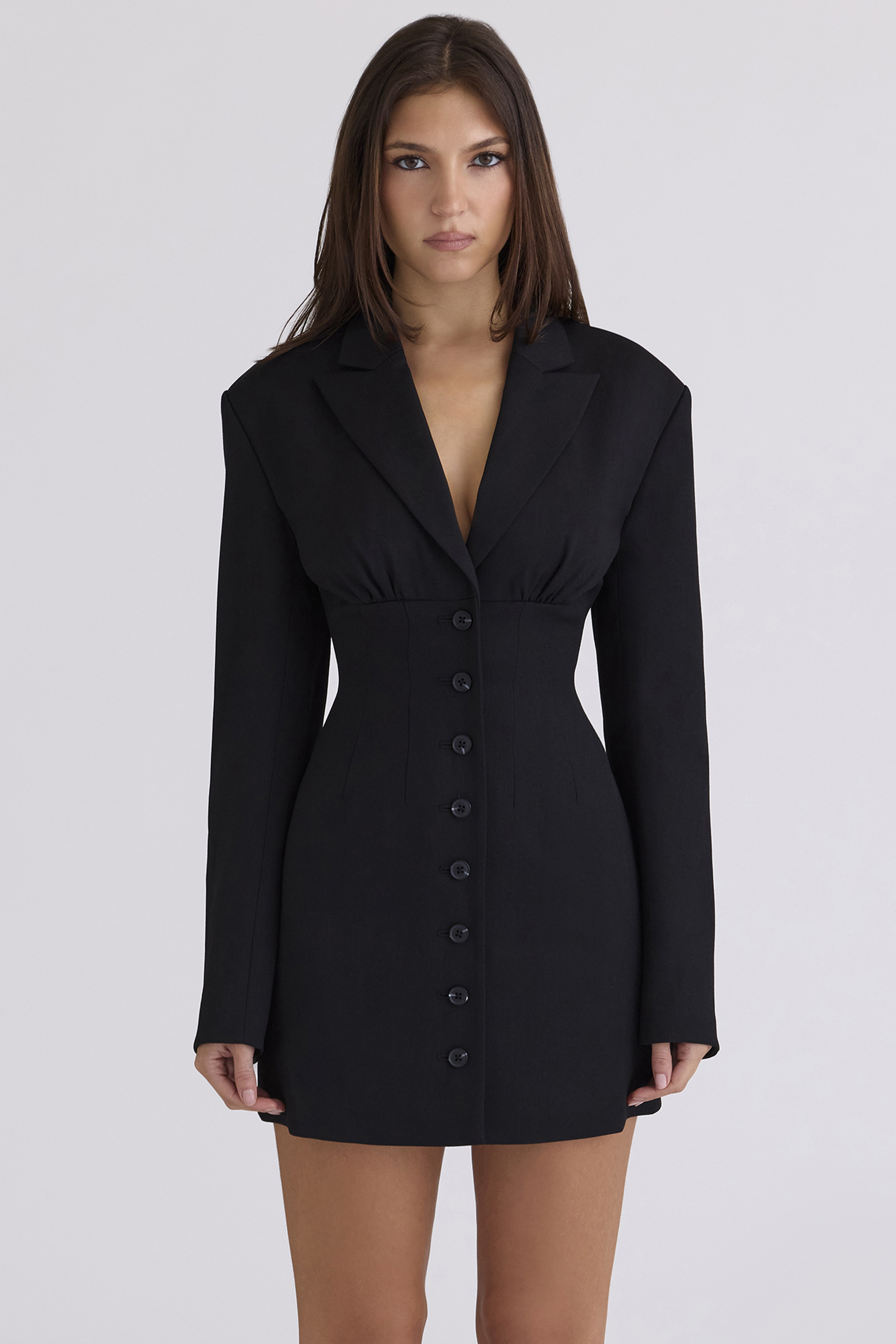 Georgia Black Hourglass Blazer Dress - luluinthesky