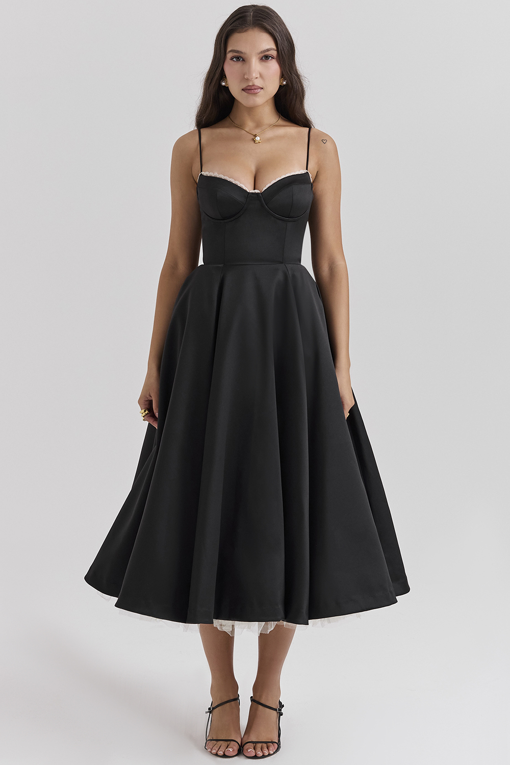 Mademoiselle Black Tulle Midi Dress - luluinthesky