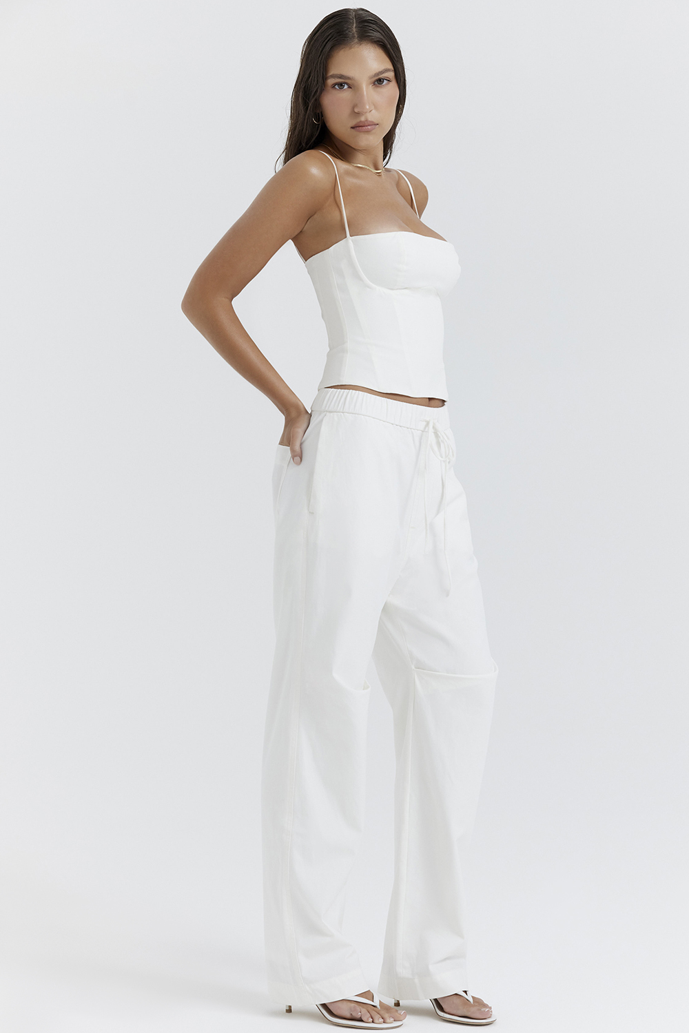 Luna White Cargo Trousers - luluinthesky