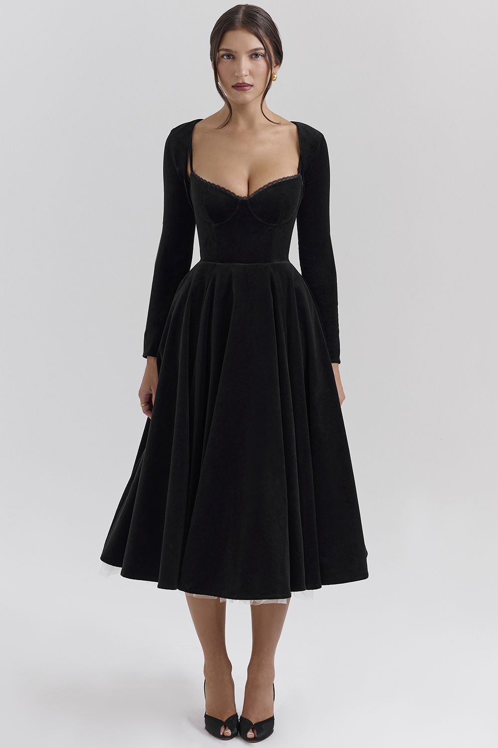 Mademoiselle Black Velvet Tulle Midi Dress + Bolero - luluinthesky