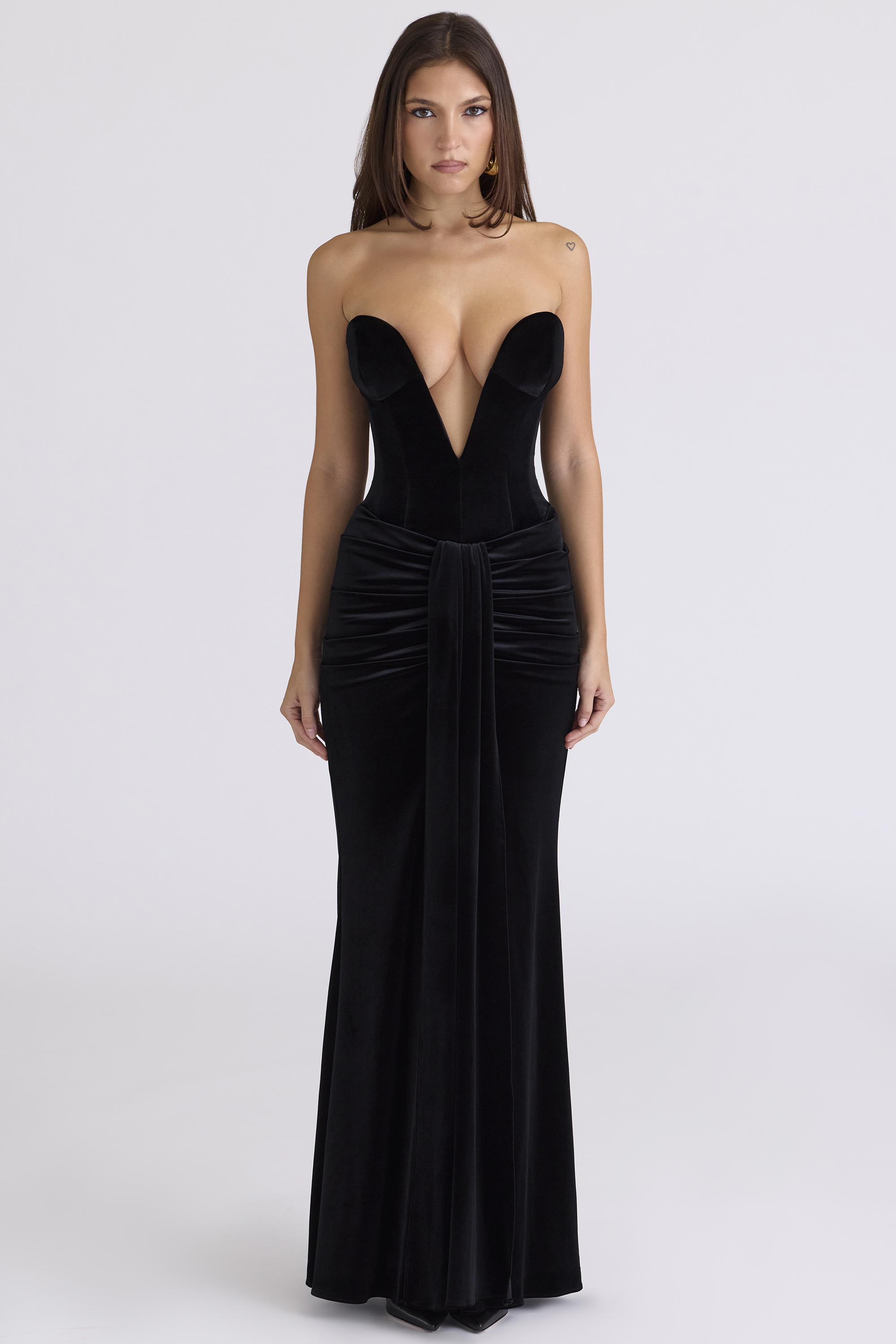 Vienne Black Velvet Deep Plunge Maxi Gown - Limited Edition - luluinthesky