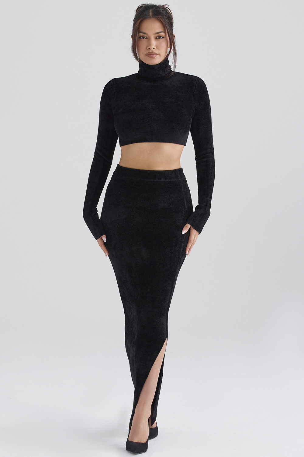 Rene Black Chenille Maxi Skirt - SALE - luluinthesky