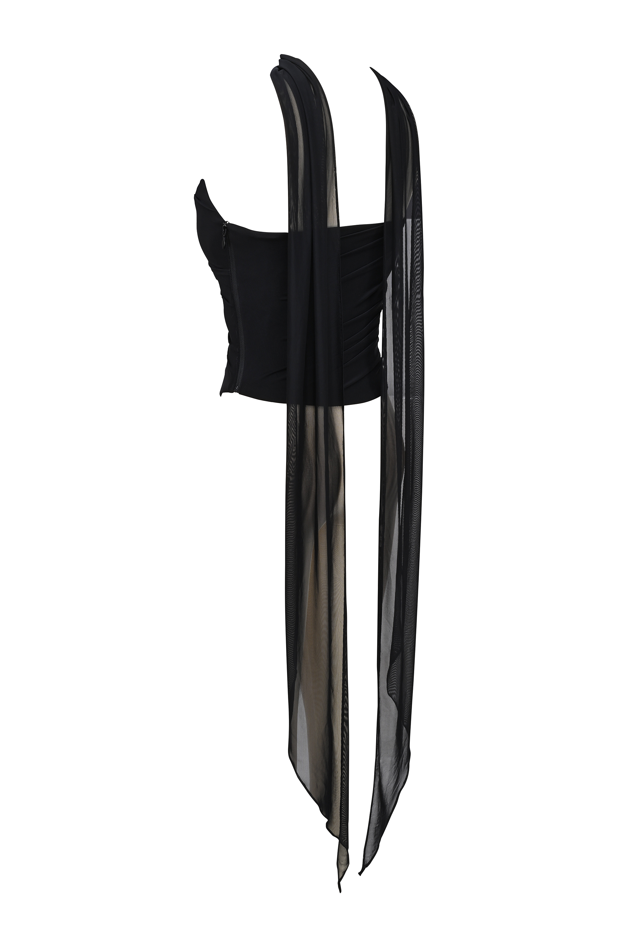 Hallie Black Strapless Corset with Neck Scarf - luluinthesky