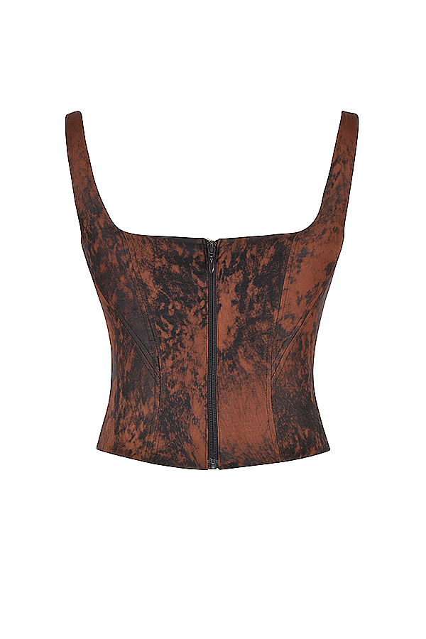 Rafa Antique Copper Satin Longline Corset - luluinthesky