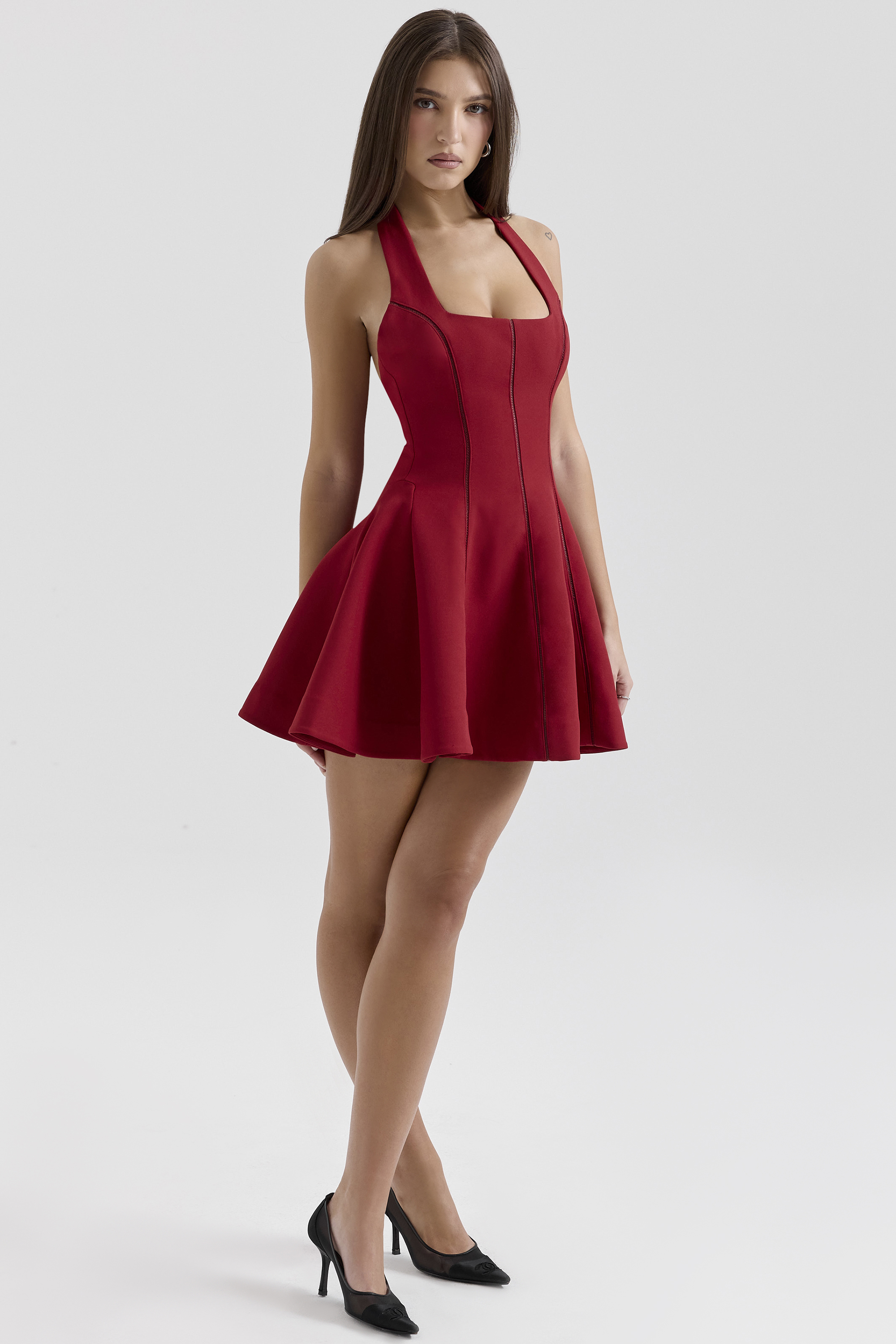 Loulette Red Halter Neck Bow Mini Dress - luluinthesky