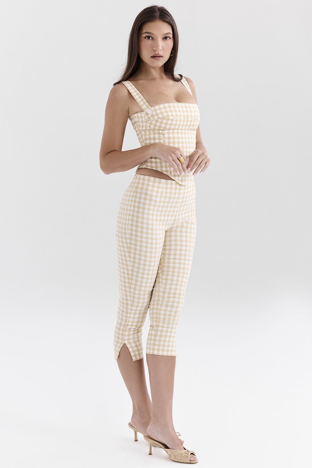 Carella Gingerbread Gingham Capri Trousers - luluinthesky