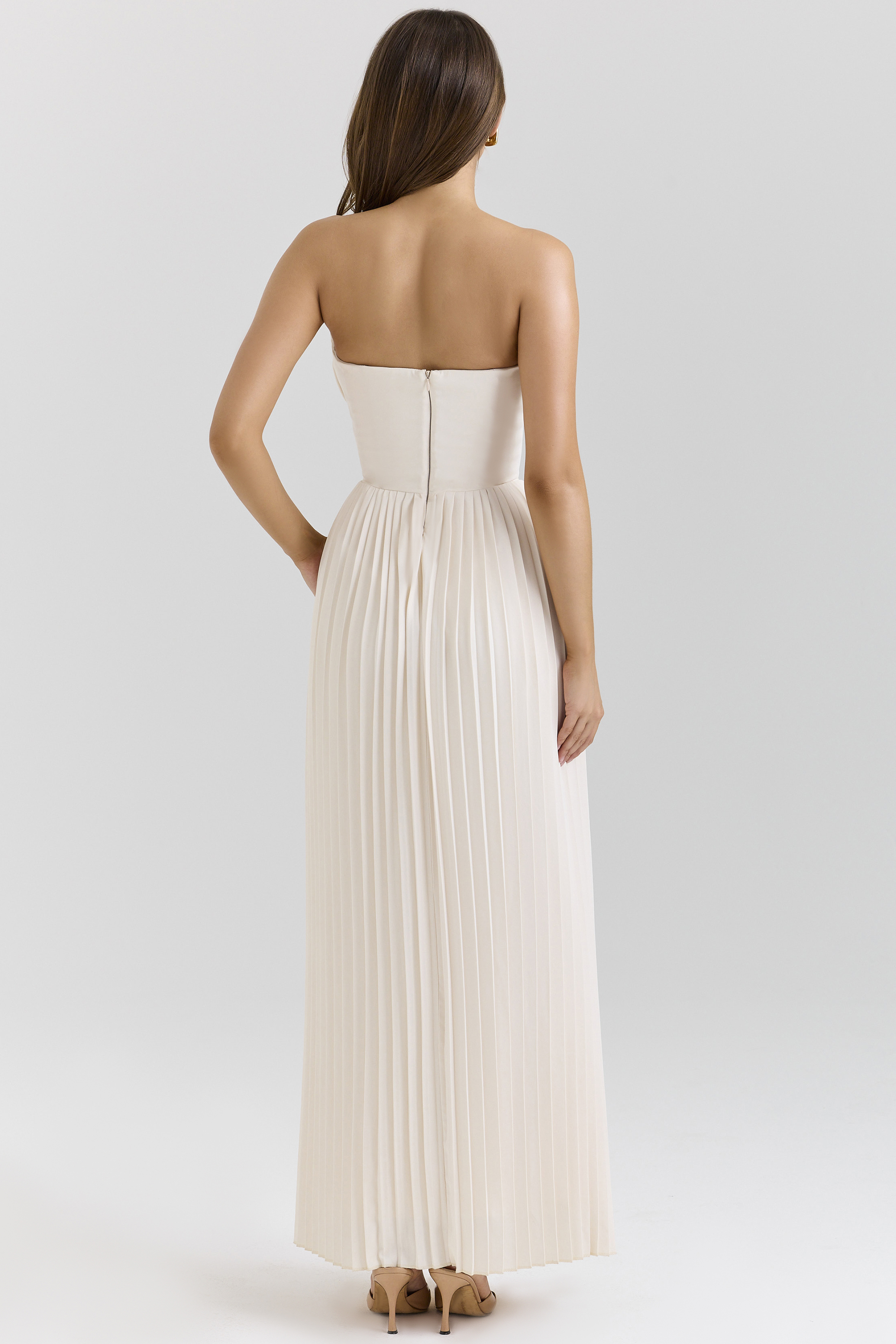 Marcella Ivory Georgette Pleated Maxi Dress - luluinthesky