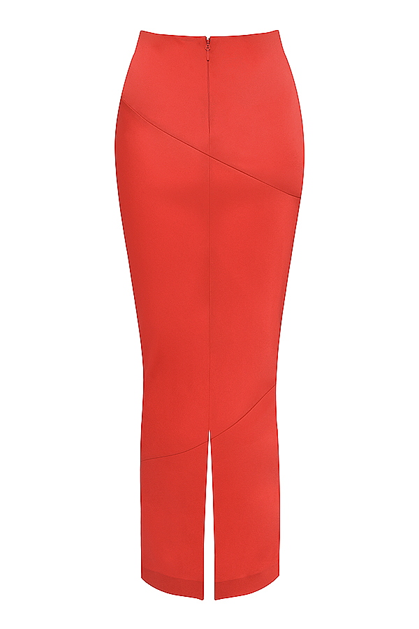 Colette Scarlet Satin Low Waist Midi Skirt - luluinthesky