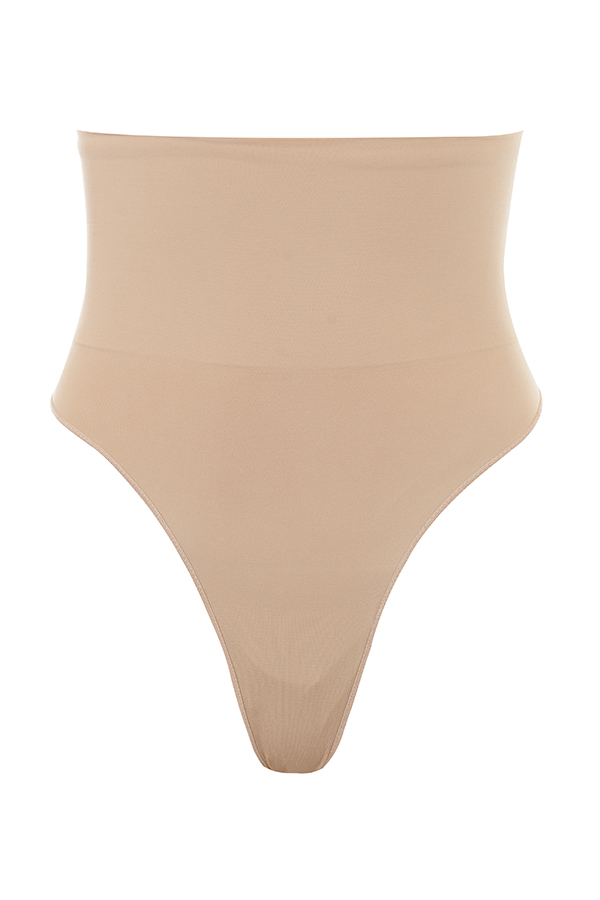 Sculpting High Waist Thong Almond - luluinthesky