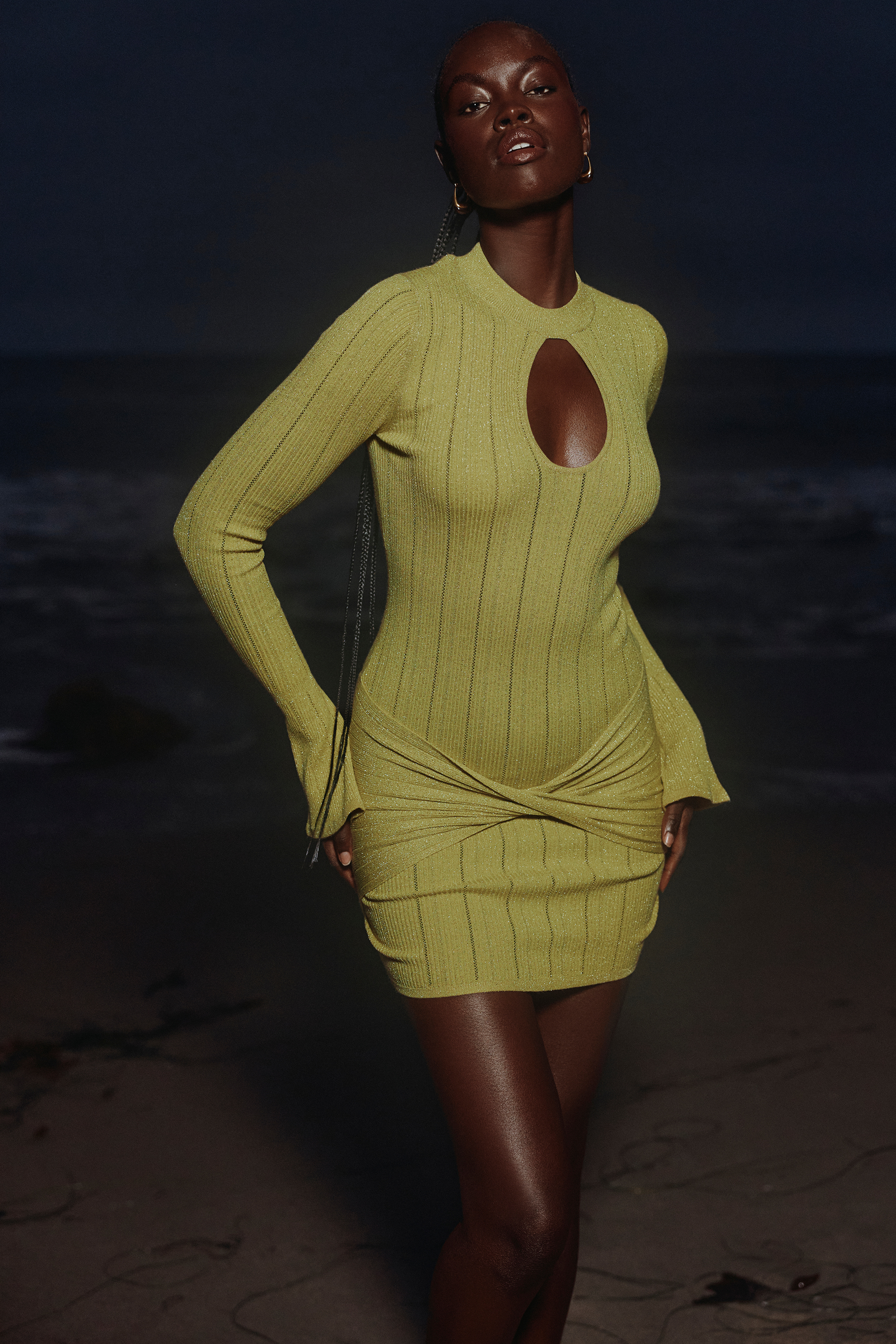 Aziza Pistachio Long Sleeve Mini Dress - luluinthesky