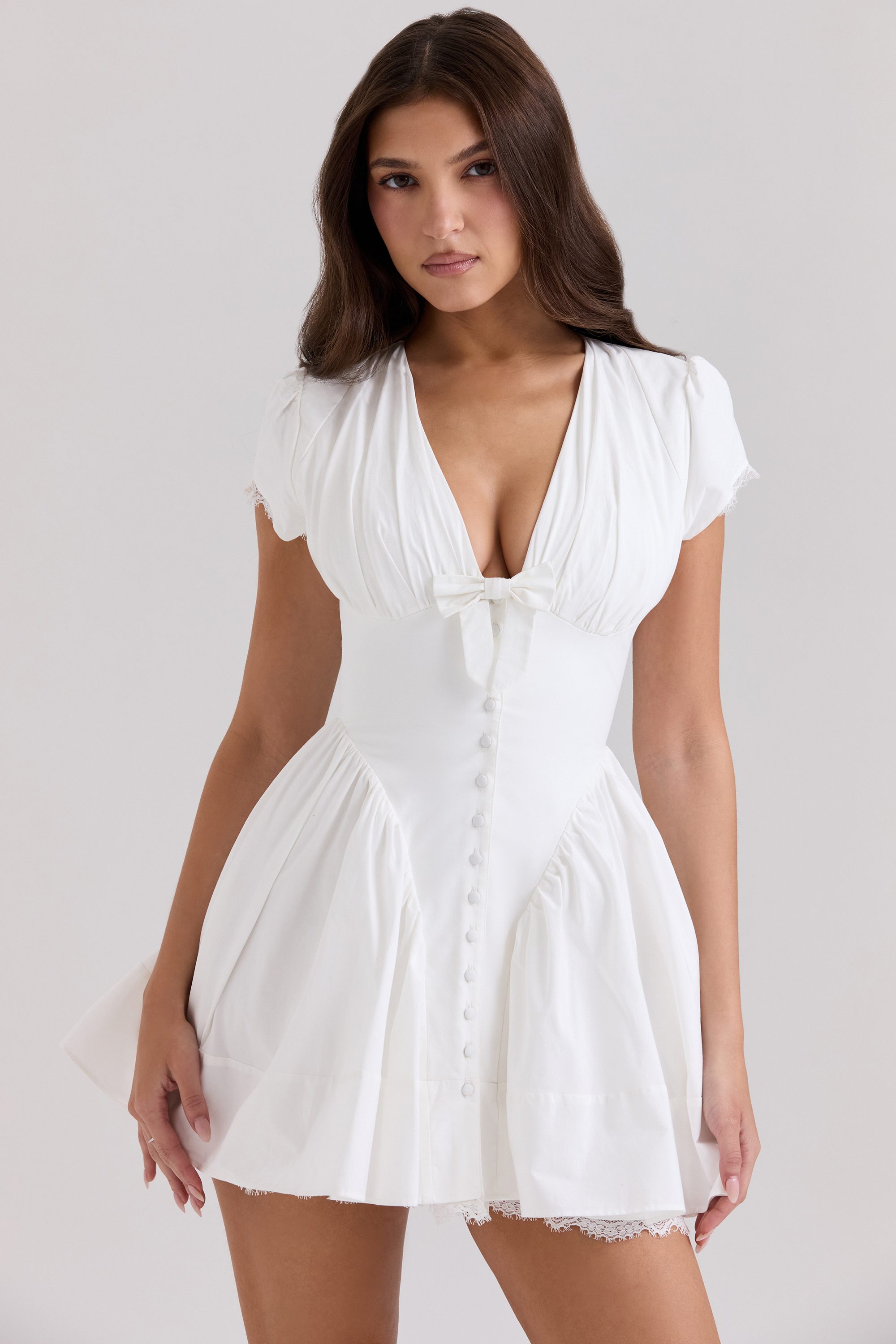 Emiliana White Stretch Cotton Mini Dress - luluinthesky