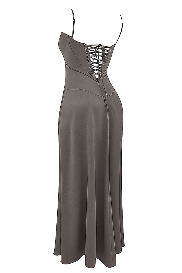 Anabella Smoke Lace Up Maxi Dress - luluinthesky