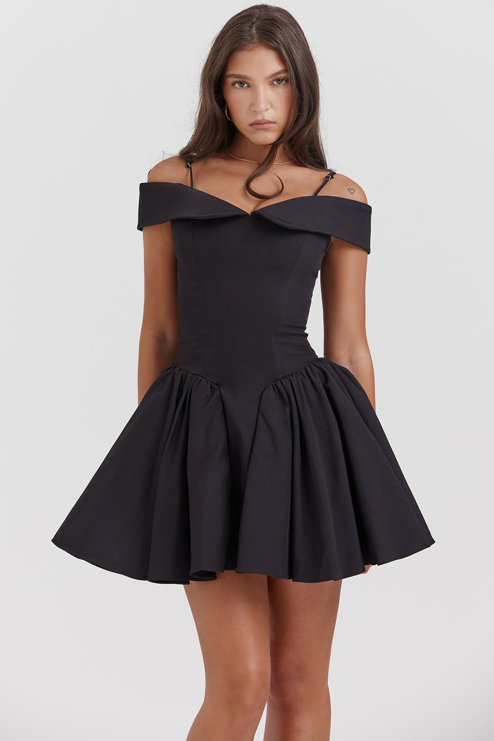 Elida Black Off Shoulder Mini Dress - luluinthesky