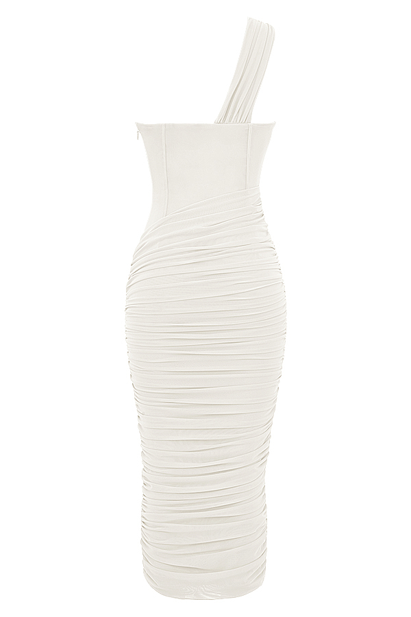 Valentina Ivory Asymmetric Cutout Midi Dress - luluinthesky