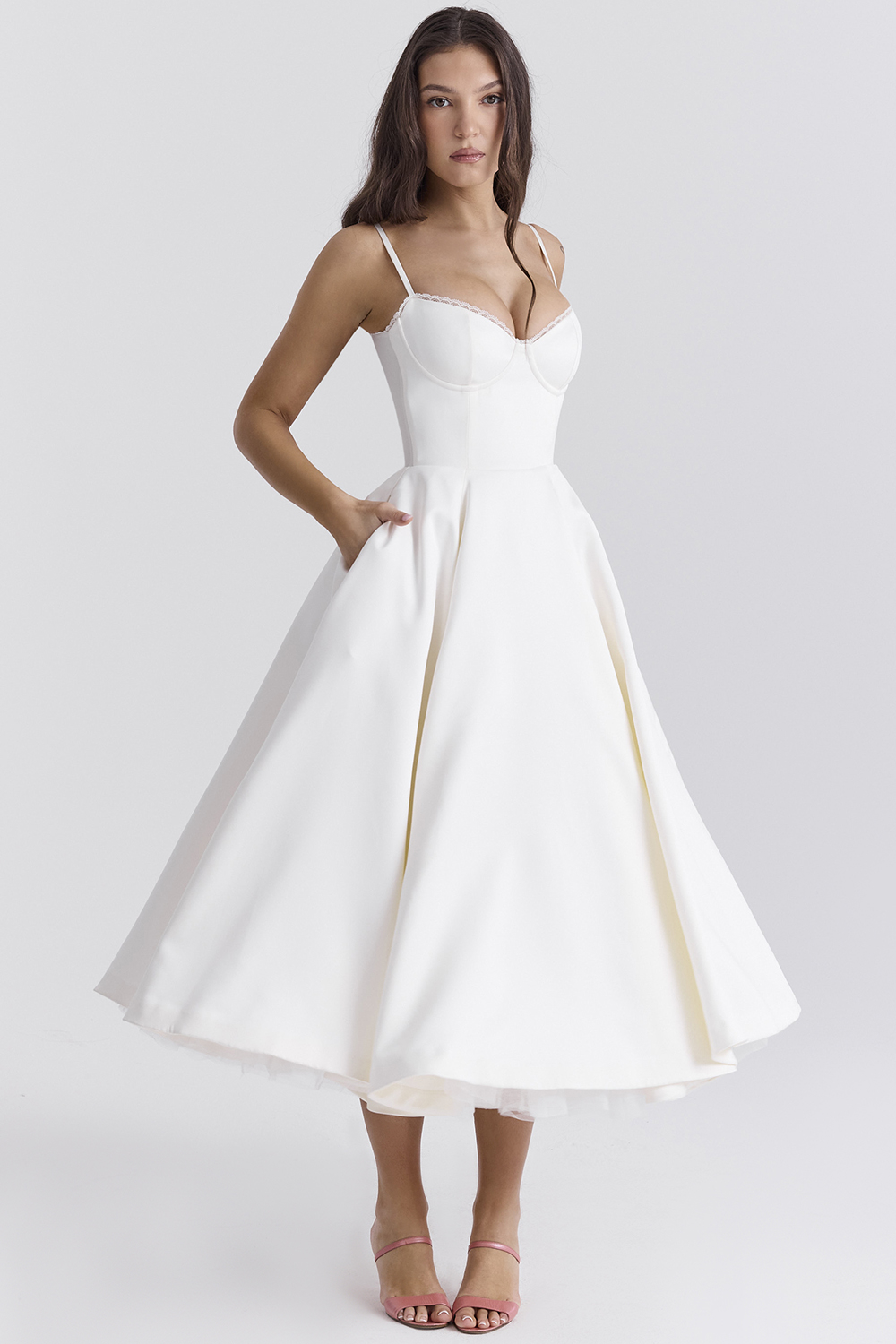 Mademoiselle White Tulle Midi Dress - luluinthesky