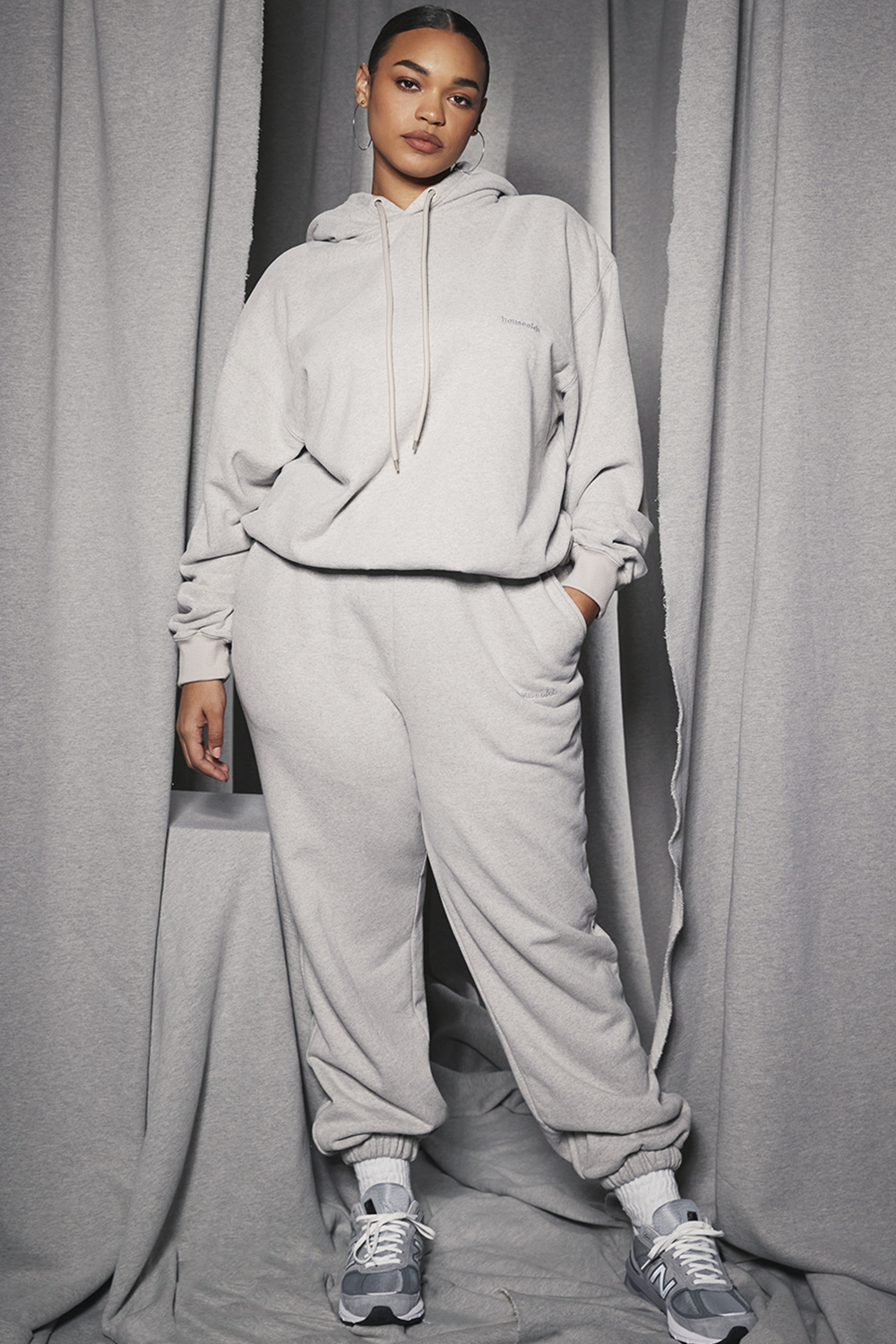 Halo Light Grey Cotton Fleece-Back Oversized Hoodie - luluinthesky