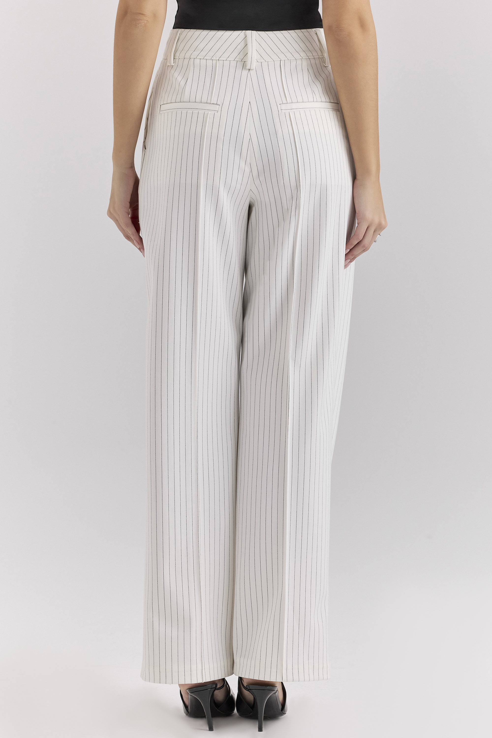 Hayden White Pinstripe High Waist Tailored Trousers - luluinthesky