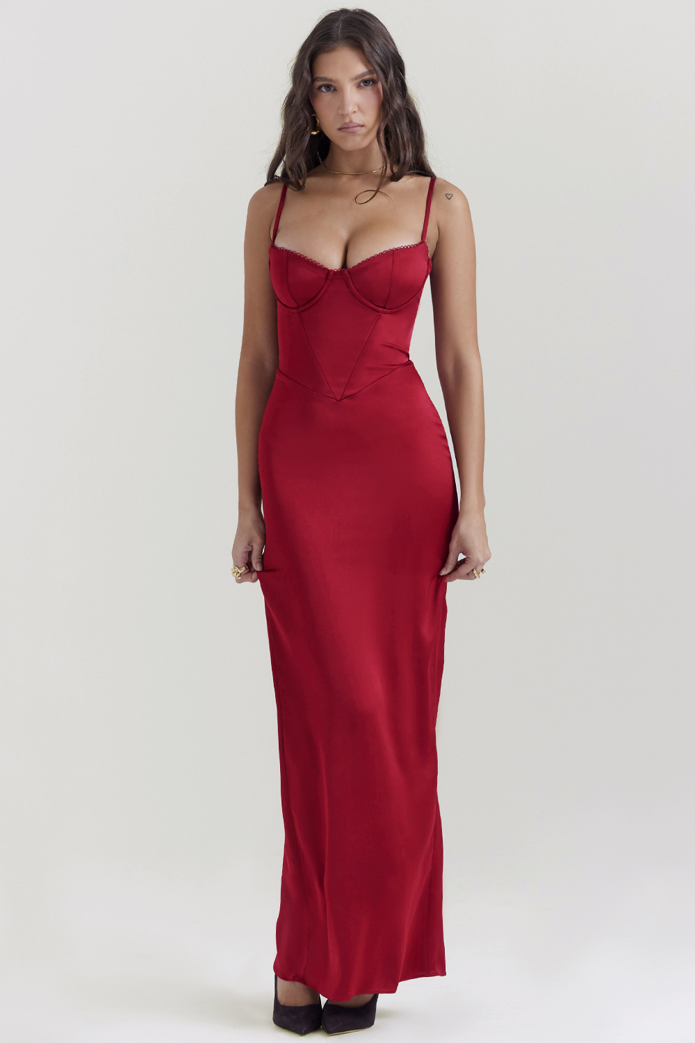Stefania Ruby Corset Maxi Dress - luluinthesky